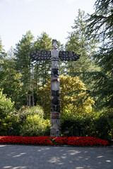 Totem pole in a park, Vancouver, British Columbia, Canada.