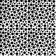 Seamless pattern of bright black polka dots on a bright white background. Vector eps10
