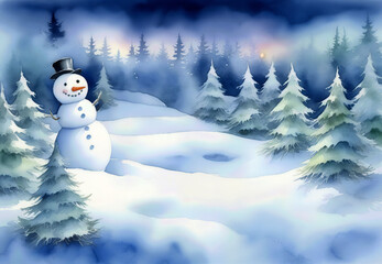 Obraz premium nieve, de invierno, paisaje, bosque, catarro, árbol, muñeco de nieve, naturaleza, navida, blanco, cielo