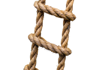 Handmade from tough, durable rope, this ladder showcases intricate knots and a solid structure isolated on transparent background