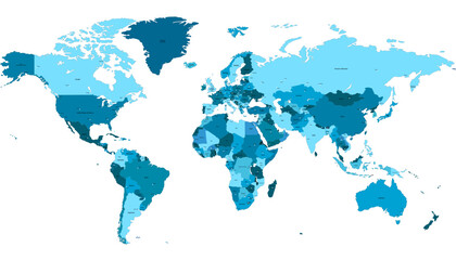 Obraz premium World map. Color modern vector map. Silhouette map.