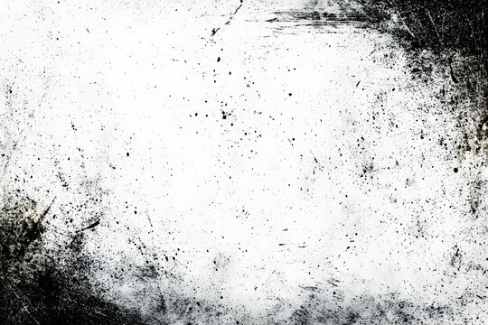 Abstract grunge texture effect, scratch and dust particle grain on white background. Dirt overlay or screen effect use for grunge and vintage image style