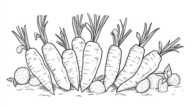 Hand drawn carrots and oranges