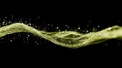 Fototapeta premium Abstract Golden Liquid Wave Flowing on Black Background