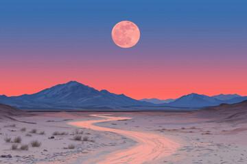 Moonlit Desert Road