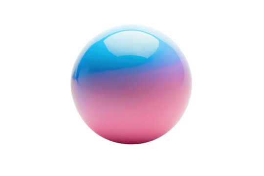 Colorful gradient sphere resting on a clean white surface evokes a sense of calm and creativity isolated on transparent background