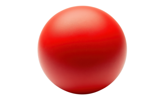 A vibrant red sphere resting serenely against a white backdrop, evoking simplicity and playfulness isolated on transparent background