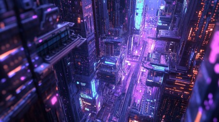 Cyberpunk Cityscape: A Futuristic Metropolis at Night