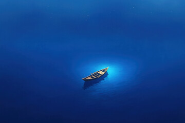 Fototapeta premium Lonely Boat on a Vast Ocean