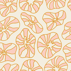 Vector pink, gold and ivory flower seamless pattern. These floral scrunchies are perfect for any modern project! 