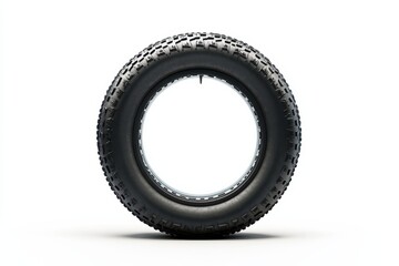 A black tire stands out against a bright background, showcasing modern design and durability isolated on transparent background