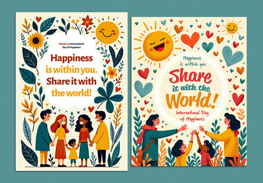 Happiness Day Flyer Template Set
