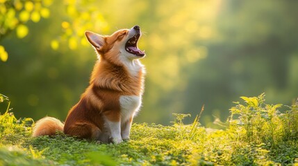 Joyful Corgi in Golden Sunlight
