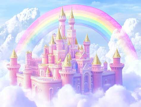 Castello delle favole. Con arcobaleno.