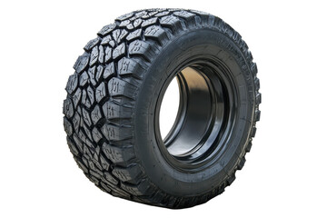 Off-road tire displayed on a white background for automotive fans and builders isolated on transparent background