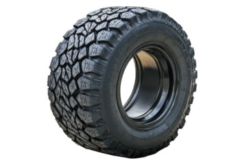 Off-road tire displayed on a white background for automotive fans and builders isolated on transparent background