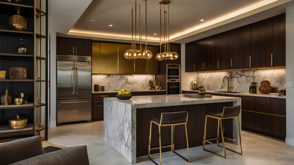 Luxurious Modern Kitchen with Marble Countertops