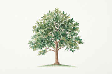 Watercolor Painting of a Green Tree