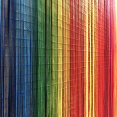 Vibrant display of multicolored woven strips hanging in a market for artistry and crafts