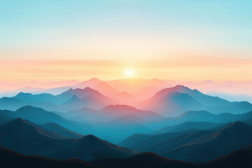 Obraz premium Layered Mountain Range at Sunset