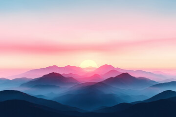 Obraz premium Sunset over Mountain Range