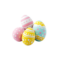 colorful easter eggs isolated on a transparent background, in a PNG format