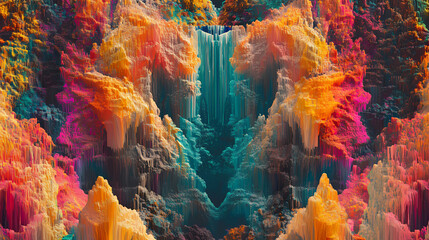 Vibrant abstract optical illusion pattern png mobile wallpaper element set. Illusion - Waterfall. Illustration