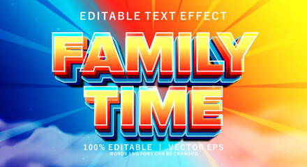 family time 3d vector text effect with modern style design