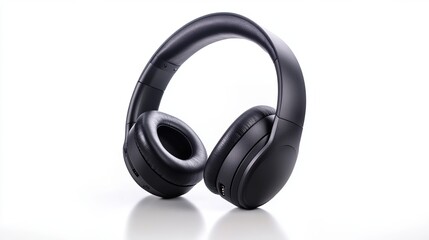 Wireless Black Headphones with Shadow Reflection
