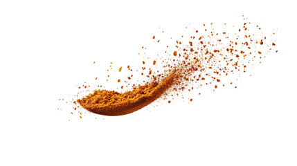 Turmeric powder floating, isolated on a white background --ar 16:9