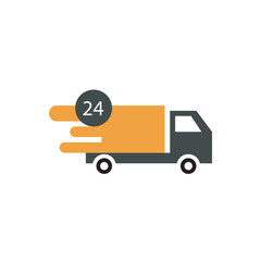 vector delivery truck icon design illustration. Shipping, logistic, fast moving order icon, fast distribution icon vector illustration. 