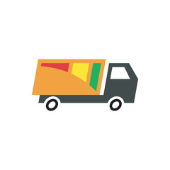 Truck box flat ivon vector illustration. Delivery truck icon, cargo truck, distribution transportation symbol vector illustration. 