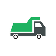 Simple green dump truck flat icom vector design illustration. Mining truck symbol design illustration. 