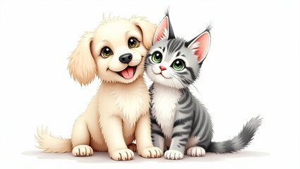 Obraz premium watercolor painting portrait of a happy dog