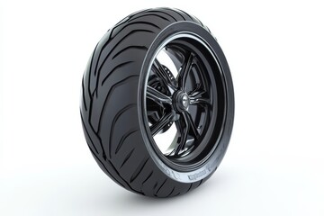 A sleek black tire gleams against a clean backdrop, ideal for motorsport fans and designs isolated on transparent background