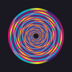 Wireframe, twisted colors tunnel. Abstract background swirling line. Vector illustration.