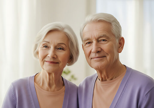 Una hermosa pareja de ancianos vestida de pareja.