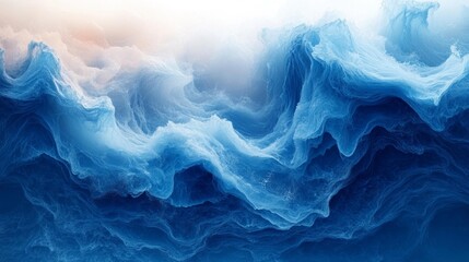 Fototapeta premium Abstract Blue Ocean Waves with Smooth Flowing Motion and Soft Lines. Generative AI