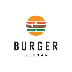 fast food design burger logo illustration with simple food concept brand template, restaurant, bar, cafe