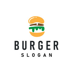 fast food design burger logo illustration with simple food concept brand template, restaurant, bar, cafe