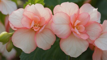 Obraz premium Close-up of delicate pink flowers with soft petals, blooming in nature.