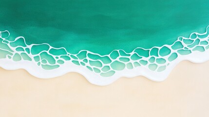 Obraz premium a beach from above, showing a breaking wave on the shore and a vast expanse of blue water behind it