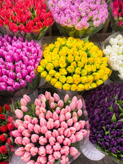 A lot of colorful flower bouquets , florist business.
