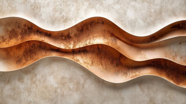 Abstract decorative wall art featuring three flowing metallic layers