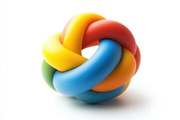 Colorful intertwined rubber balls creating a playful display on a bright backdrop isolated on transparent background