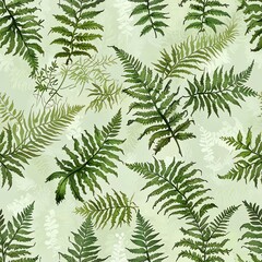 Elegant Fern Leaf Pattern: A Botanical Watercolor Illustration