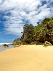 Summer landscape views of beautiful Frenchmans Beach on Stradbroke Island in Queensland, Australia