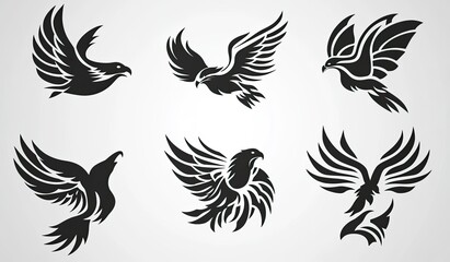 Obraz premium Eagle Silhouettes in Flight