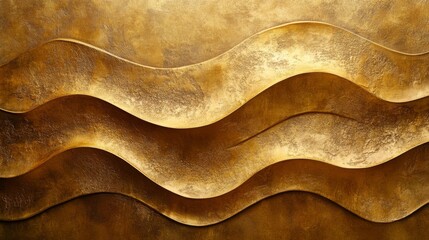 Golden Waves Form a Textured Architectural Abstract Background