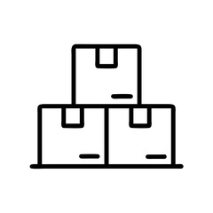 Stacked Cardboard Boxes Line Icon for Delivery, Organizing and Logistics